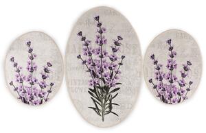 Set 3 covorase baie Lavender, 50x60/60x100 cm, forma ovala, bej/lila