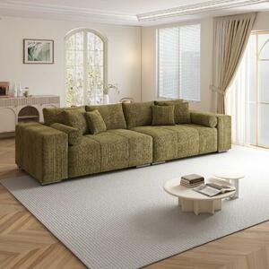 Canapea extensibilă dumonde cu ladă de depozitare si sezut confortabil din spuma high-density, Marbela XXL Cremona Olive 295x120 cm