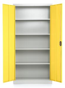 Dulap metalic universal, 90 x 40 x 185 cm, încuietoare cu cilindru, galben - ral 1023