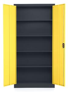 Dulap metalic universal, 90 x 40 x 185 cm, încuietoare cu cilindru, galben - ral 1023
