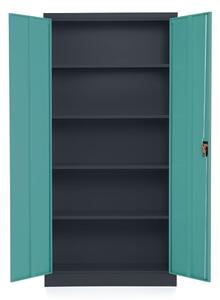 Dulap metalic universal, 90 x 40 x 185 cm, încuietoare cu cilindru, verde - ral 6033