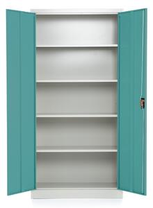 Dulap metalic universal, 90 x 40 x 185 cm, încuietoare cu cilindru, verde - ral 6033