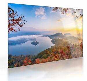 Tablou pe sticlă - Lacul Bled (70x50 cm)