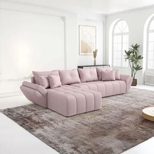 Colțar extensibil dumonde cu ladă de depozitare si sezut confortabil din spuma high-density, Berlin XL Enjoy Flamingo 350x185 cm