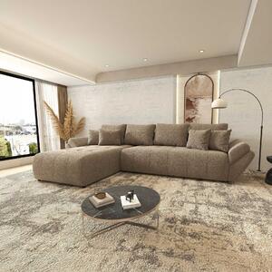 Colțar extensibil dumonde cu ladă de depozitare si sezut confortabil din spuma high-density, Berlin XL Jaguar Maro Cappuccino 350x185 cm
