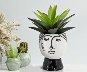 Vaza Pot face, portelan, alb negru, 14X18.2 cm