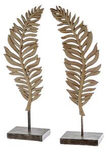 Set 2 decoratiuni Leaf, rasina, auriu maro, 14x42x6 cm