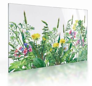 Tablou pe sticlă - Flori de pajiște pictate (70x50 cm)