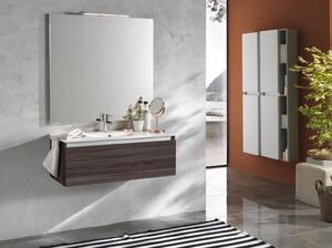 Set de baie cu 4 piese PERTH, Melamina Aluminiu Abs Sticla Ceramica Metal, Maro inchis, 100x45x190 cm