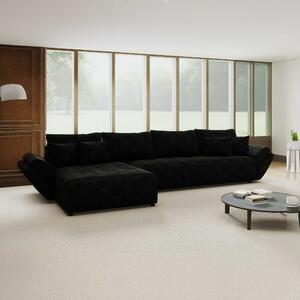 Colțar extensibil dumonde cu ladă de depozitare si sezut confortabil din spuma high-density, Berlin XL Quelle Negru 350x185 cm