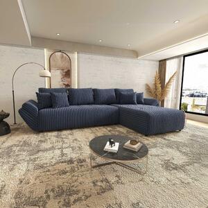 Colțar extensibil dumonde cu ladă de depozitare si sezut confortabil din spuma high-density, Berlin XL Tilia Albastru 77 II 350x185 cm