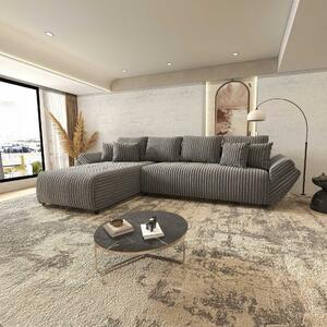 Colțar extensibil dumonde cu ladă de depozitare si sezut confortabil din spuma high-density, Berlin XL Tilia Gri 90 350x185 cm