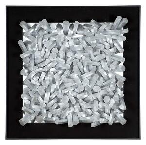 Tablou 3D Sticks, MDF, Negru Argintiu, 80x80x10 cm