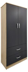 Dulap haine cu 2 usi si sertare Lego Antracit 80x42x180 cm