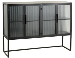 Bufet, Sticla Metal Fier, Negru, 120x35x90 cm