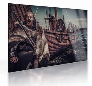 Tablou pe sticlă - Războinic viking (70x50 cm)