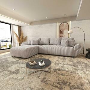 Colțar extensibil dumonde cu ladă de depozitare si sezut confortabil din spuma high-density, Berlin XL Tilia Gri 86 350x185 cm