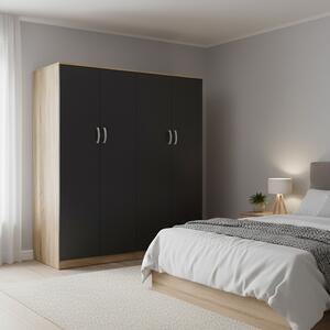 Dulap cu 4 usi, Athos I, V1, Antracit-Stejar, 160x42x180 cm