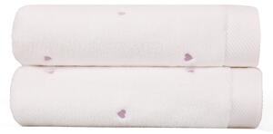 Set 2 prosoape baie Lubow, 70x140 cm, material microbumbac, alb/roz