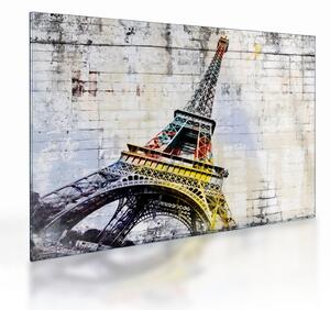 Tablou pe sticlă - Arta digitală a Turnului Eiffel (70x50 cm)