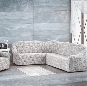 Husa elastica pentru coltar, fara volanas, model Jacquard Alb