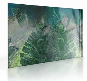 Tablou pe sticlă - Textura de beton cu frunze (70x50 cm)