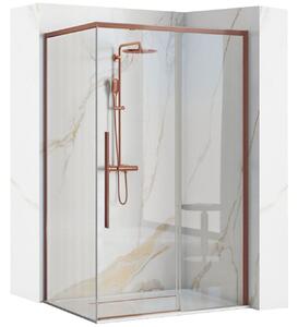 Rea Solar, cabină de duș cu uși glisante 120 (uşă) x 90 (perete) x 195 cm, sticlă transparentă de 6 mm, profil cupru mat, REA-K9514