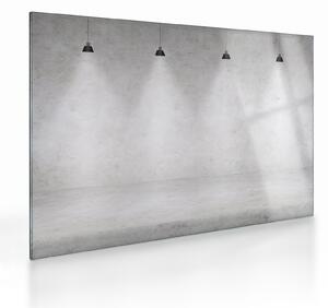 Tablou pe sticlă - Perete de beton cu lumini (70x50 cm)