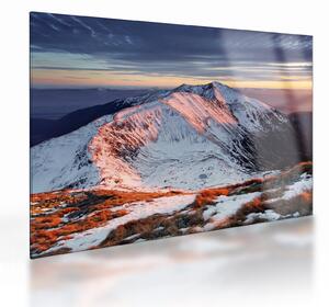 Tablou pe sticlă - Panoramă montană de iarnă II. (70x50 cm)