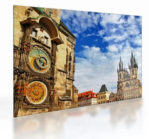 Tablou pe sticlă - Ceasul astronomic din Praga (70x50 cm)