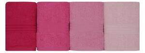 Set 4 prosoape baie Rainbow, 50x90 cm, material bumbac, roz