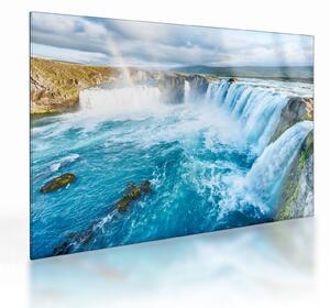 Tablou pe sticlă - Cascada Godafoss (70x50 cm)