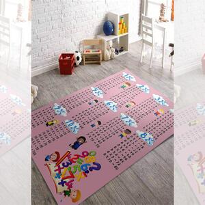 Covor pentru copii educativ Tabla Inmultirii, roz, 120x180cm