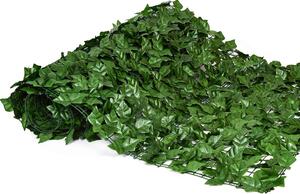 Gard paravan viu cu frunze artificiale, verde inchis, 300x100 cm