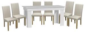 Set de sufragerie Vantilla cu 6 scaune alb-Sonoma