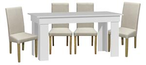 Montilla II NOU Set de sufragerie cu 4 scaune alb-Sonoma