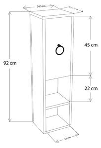 Raft de perete suspendat Juno cu 3 rafturi, stejar cu alb