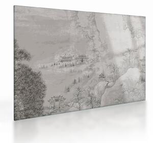 Tablou pe sticlă - Peisaj chinezesc (70x50 cm)