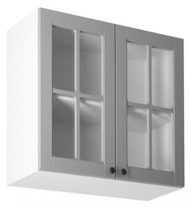 Dulap de bucătărie superior Linea G80S cu 2 uși afișaj alb - Gri
