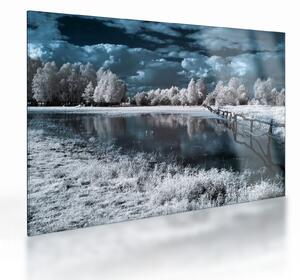 Tablou pe sticlă - Peisaj înghețat (70x50 cm)
