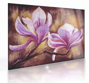 Tablou pe sticlă - Flori de magnolie (70x50 cm)