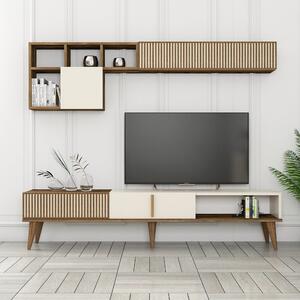Mobila living crem cu maro MILAN, PAL melaminat, 2 piese