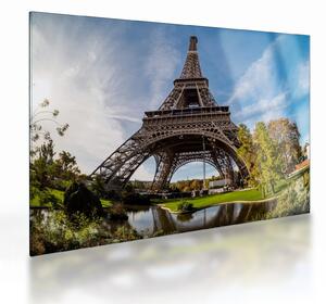 Tablou pe sticlă - Turnul Eiffel colorat (70x50 cm)