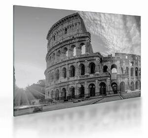 Tablou pe sticlă - Colosseum din Roma, alb-negru (70x50 cm)
