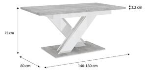 Maasix SWTG High Gloss White - Set de sufragerie din beton pentru 4 persoane cu scaune Grey Coleta