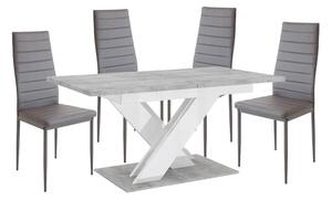 Maasix SWTG High Gloss White - Set de sufragerie din beton pentru 4 persoane cu scaune Grey Coleta