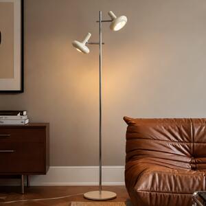 Lindby Lampadar Dylan, cu 2 becuri, crom/bej, 150 cm, E14, Bej, Camera de zi / sufragerie, Metal, Vintage