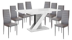 Set de sufragerie Maasix WGS gri-alb lucios Z pentru 8 persoane cu scaune Grey Coleta