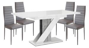 Set de sufragerie pentru 4 persoane Maasix WGS gri-alb lucios Z cu scaune Grey Coleta