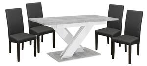 Set de sufragerie Maasix SWTG High Gloss Concrete pentru 4 persoane cu scaune Grey Vanda